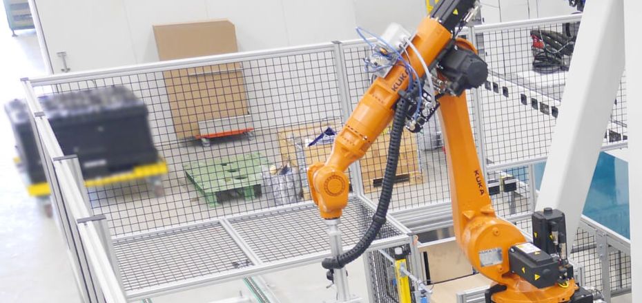 Roboter-Schutzzaun Standhaft und sicher gemäß Maschinenrichtlinie 